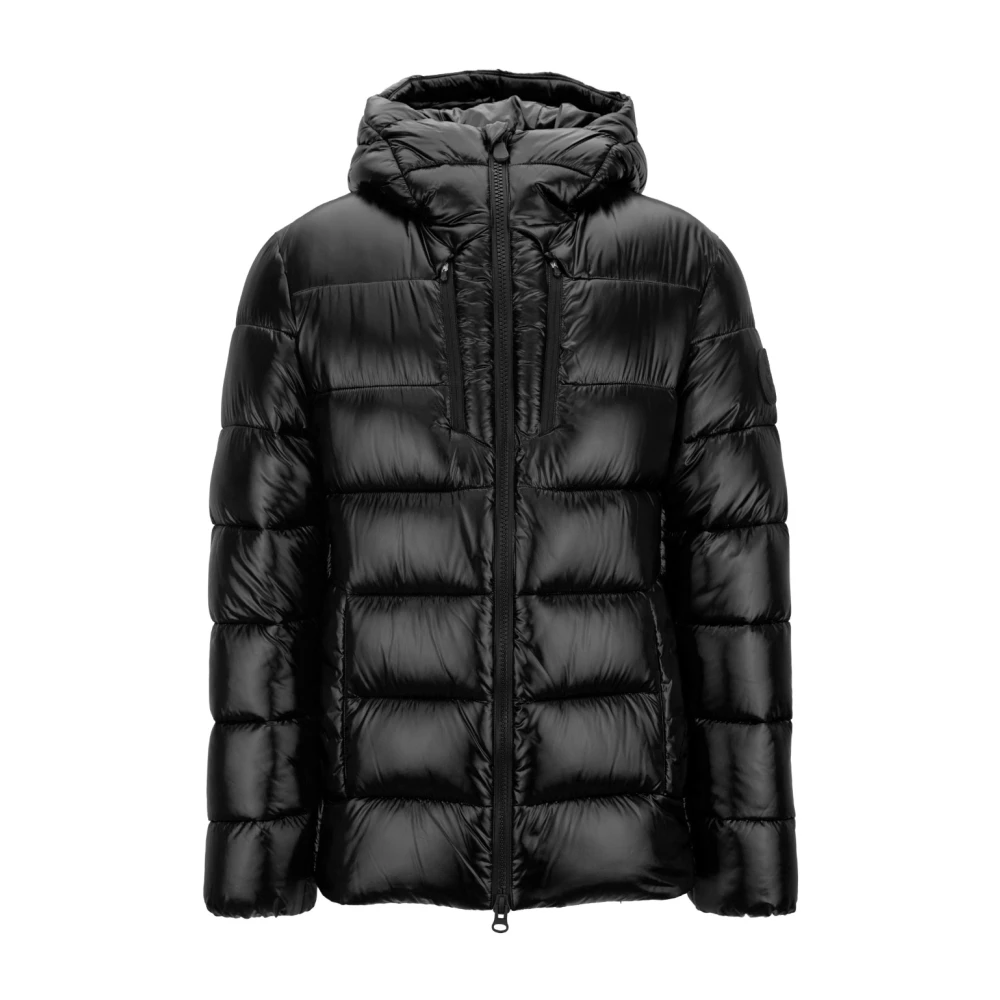 Save The Duck Men's Black Down Jackets, 2XL, Zip Jacket With High Collar