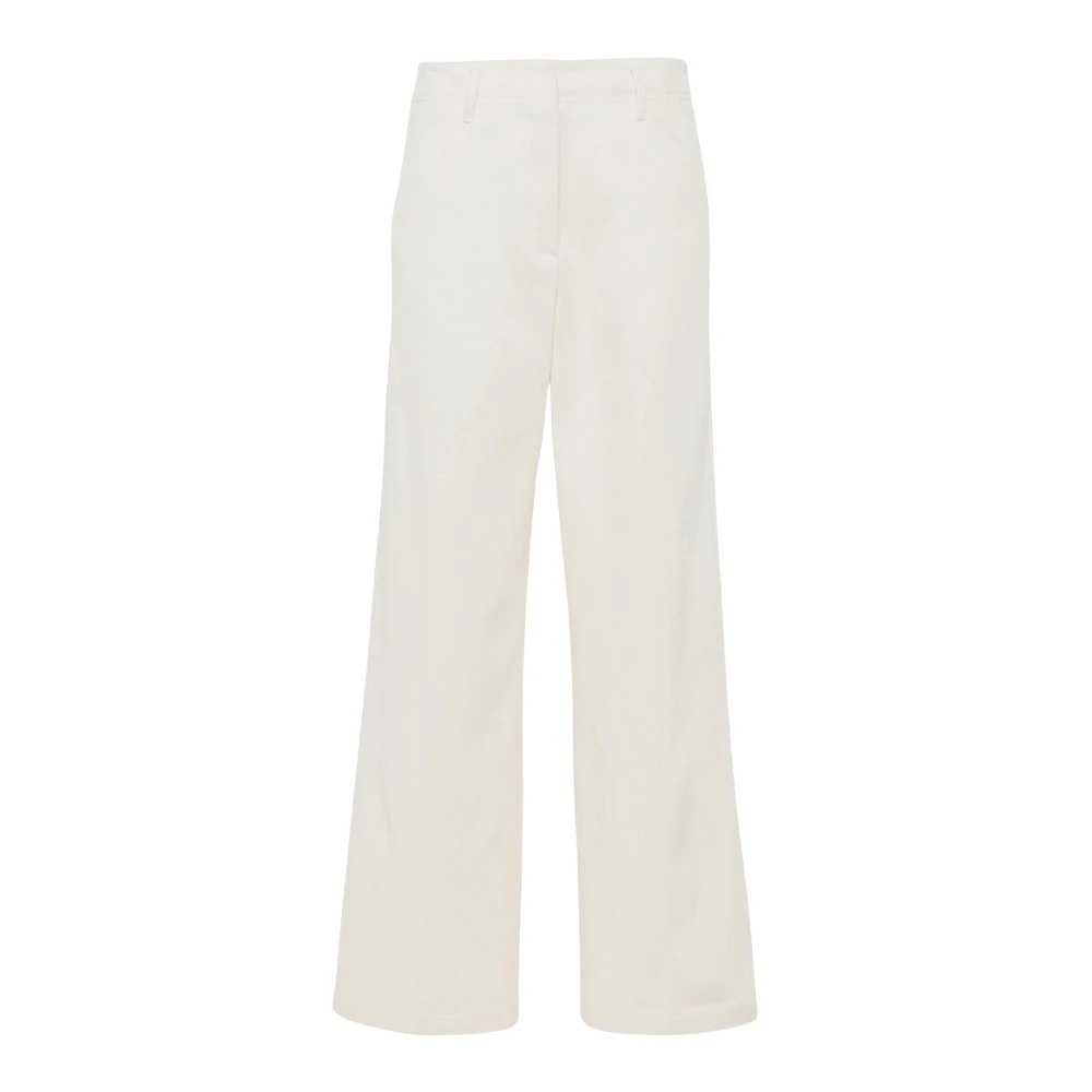 Forte Hoge taille rechte pijp katoenen broek Beige Dames