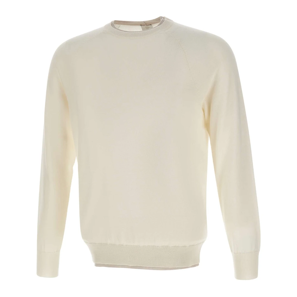Eleventy Men's White Round-Neck Knitwear, 2XL, Crewneck Jumper