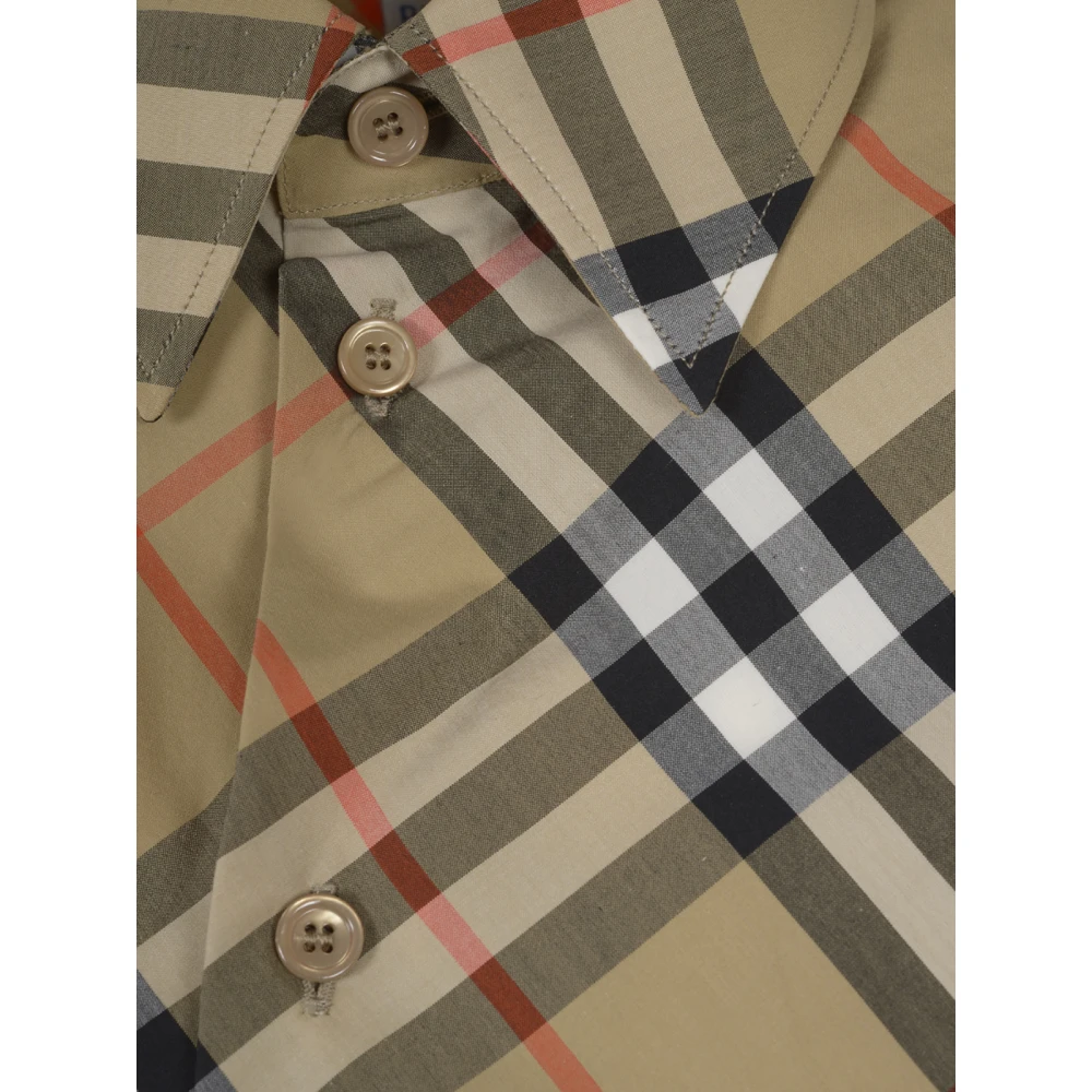 Burberry Slim Fit Katoenen Popeline Overhemd Beige Dames