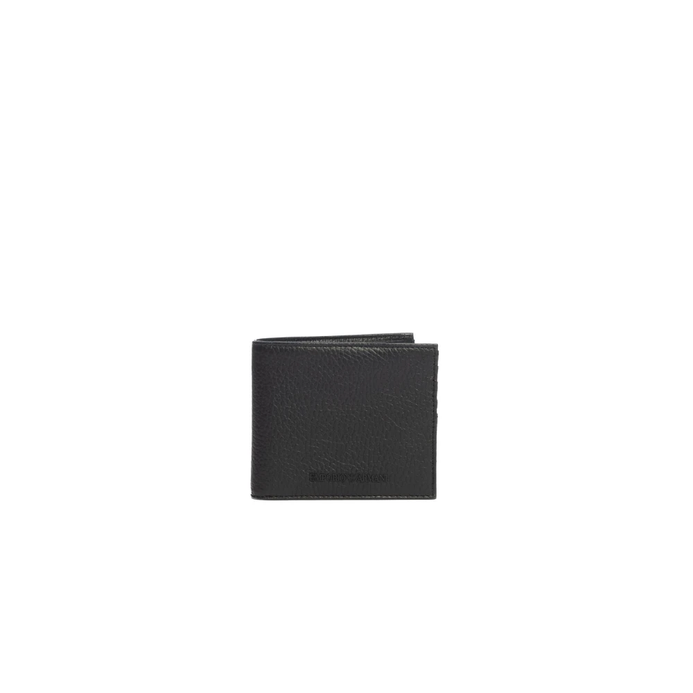 Emporio Armani Men's Black Leather Bifold Wallet With Logo