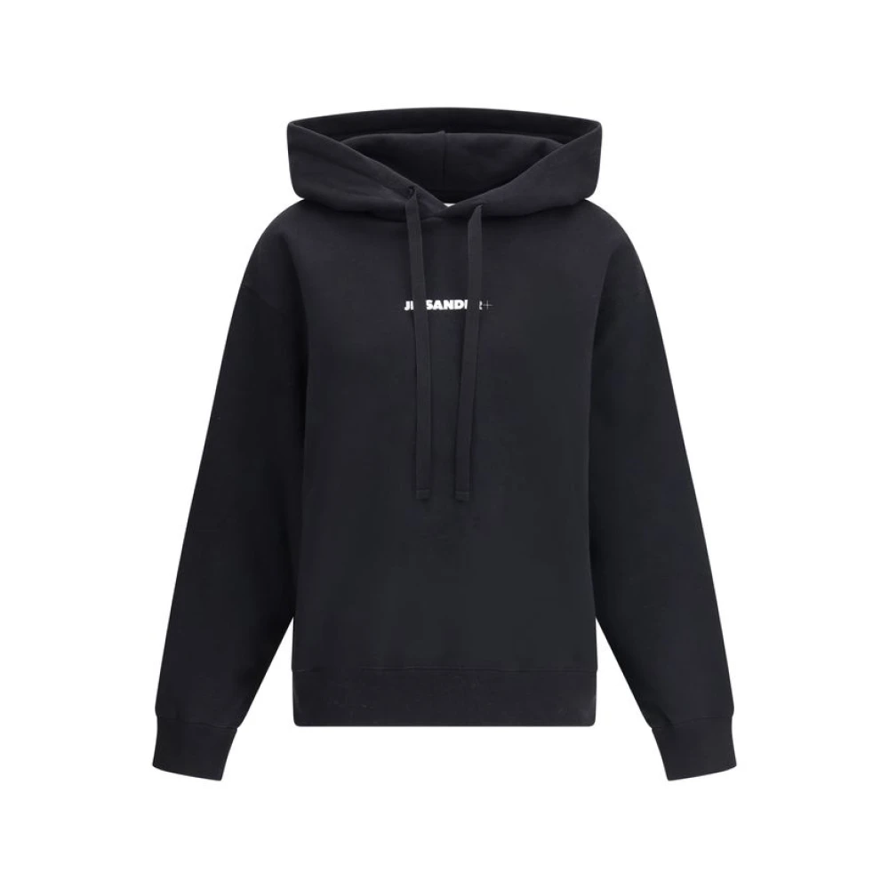 Jil Sander Women's Black Hoodies, Xl, Minimalist Hoodie With Signature Print