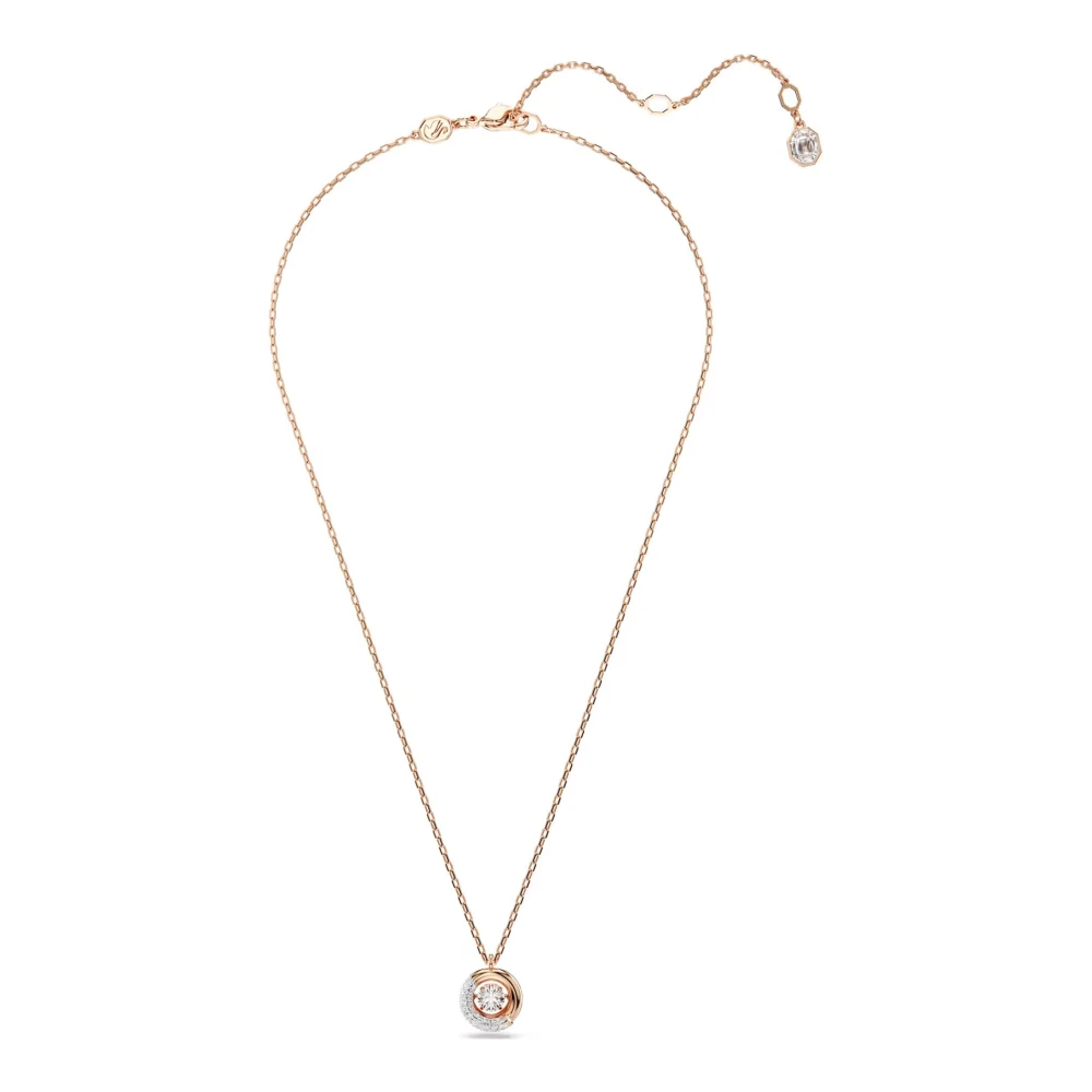 Swarovski Dextera Pendant Necklace, Clear Round-Cut Centre Stone and Clear Pavé Crystals in a Rose Gold-Tone Finished Setting, Part of the Dextera Collection - Image 4
