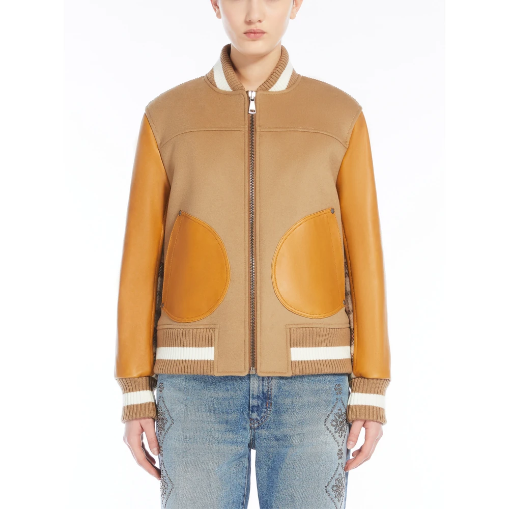 Max Mara Weekend Bruine Wollen Bomberjack Brown Dames