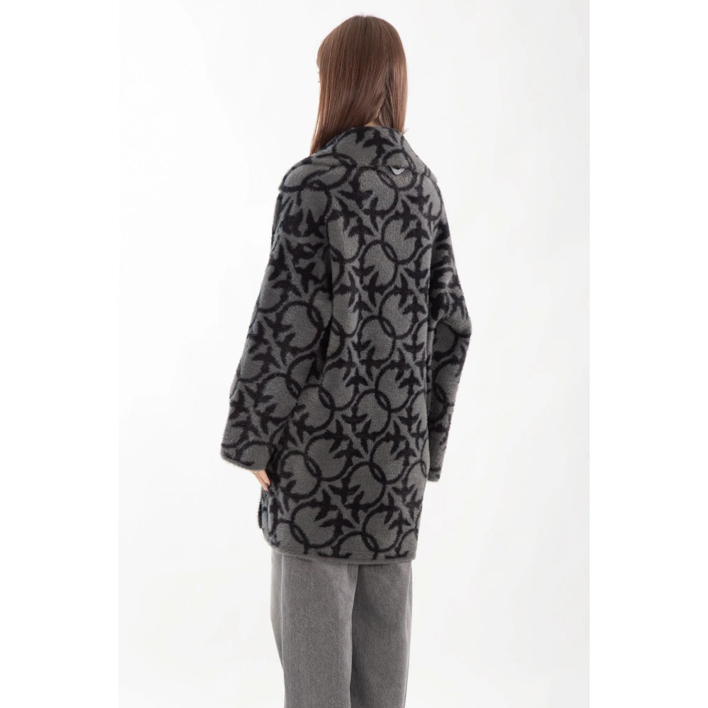 pinko Monogram Faux Fur Coat Gray Dames