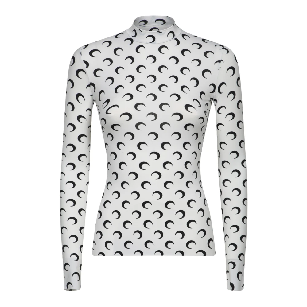 Marine Serre Maanprint Lange Mouw Top White Dames