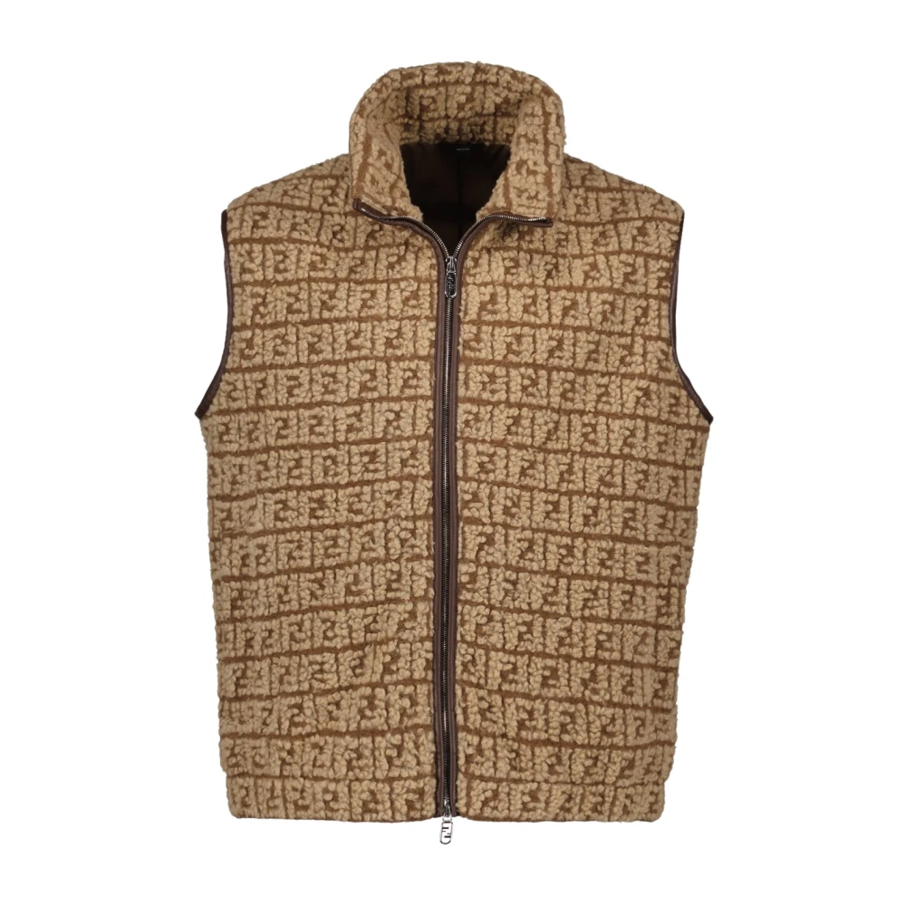 Fendi Mouwloos hoogsluitend wollen vest Brown Heren