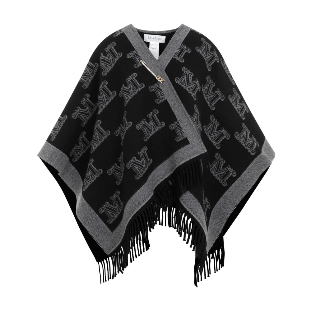 Max Mara Stijlvolle Vanilla Cape Wrap Poncho Black Dames