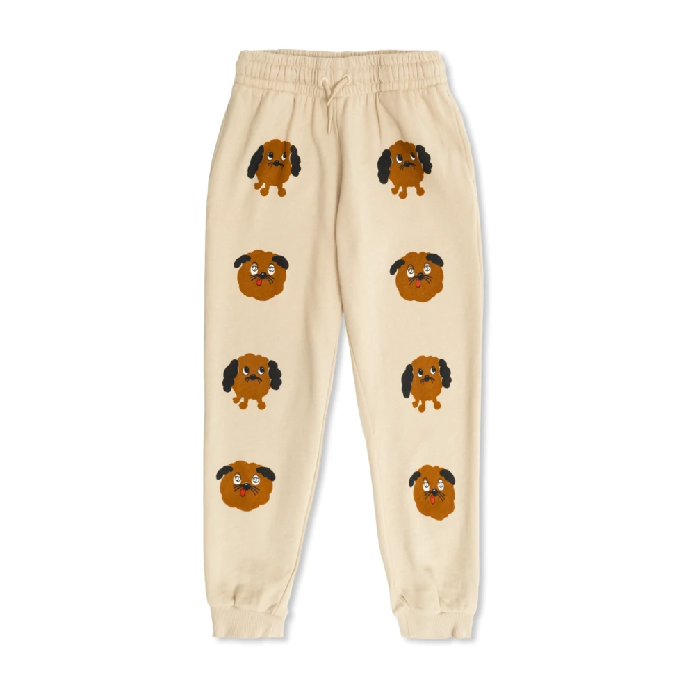Mini Rodini Unisex Kids Beige Sweatpants, 6 Y, Doggies Joggers