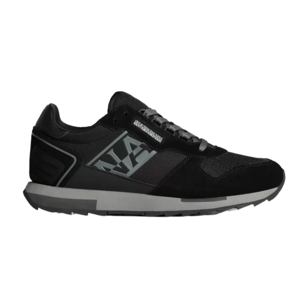 Napapijri Men's Black Leather Trainers Virtus - Sneakers - 11 Uk - Shoes