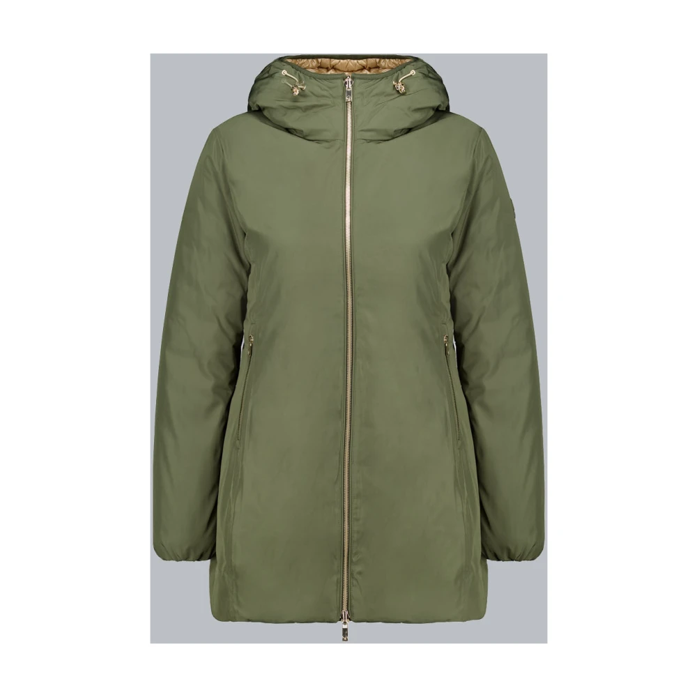 Ciesse Piumini Kalie Lange militair groene omkeerbare donsjas met echte 800 vulkracht veren Green Dames