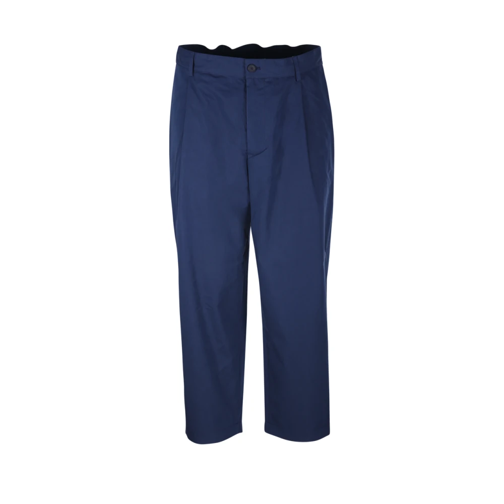 Maison Kitsuné Ink Blue Geplooide Cropped Broek Blue Heren