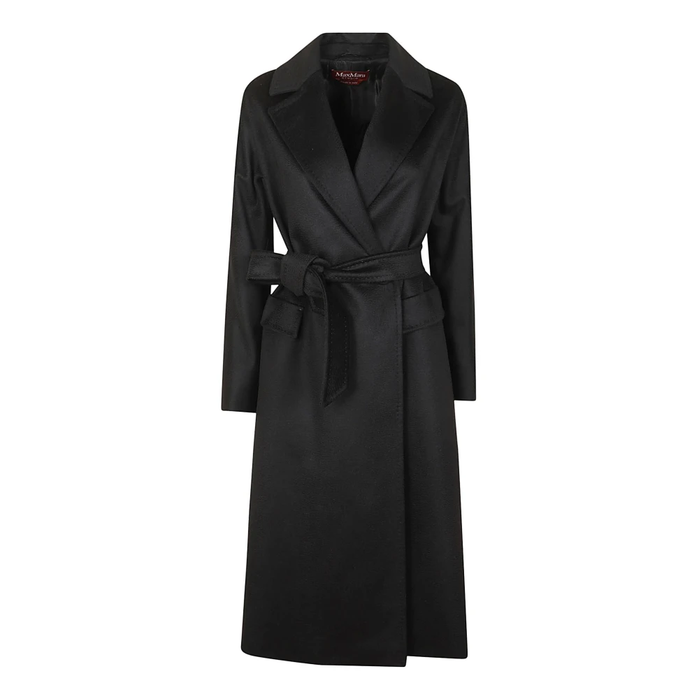 Max Mara Studio Zwarte wollen double-breasted jas Black Dames