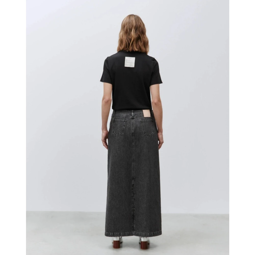 Alysi Lange grijze denim rok Gray Dames