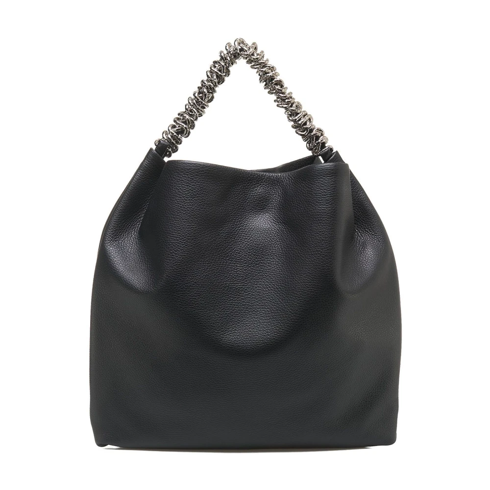 Orciani Zwarte Leren Shopper Tas Black Dames