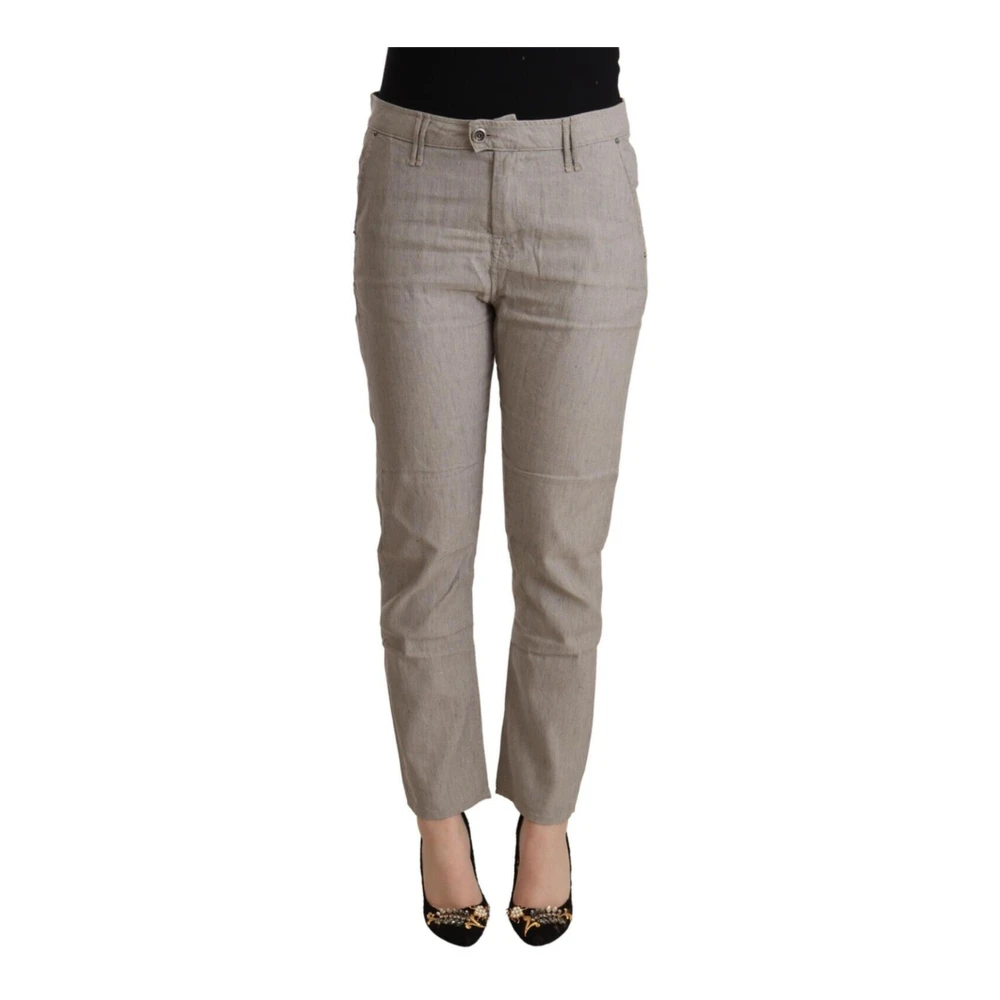 Cycle Women's Gray Linen Blend Tapered Trousers - Slim-Fit Trousers - W30 - Trousers