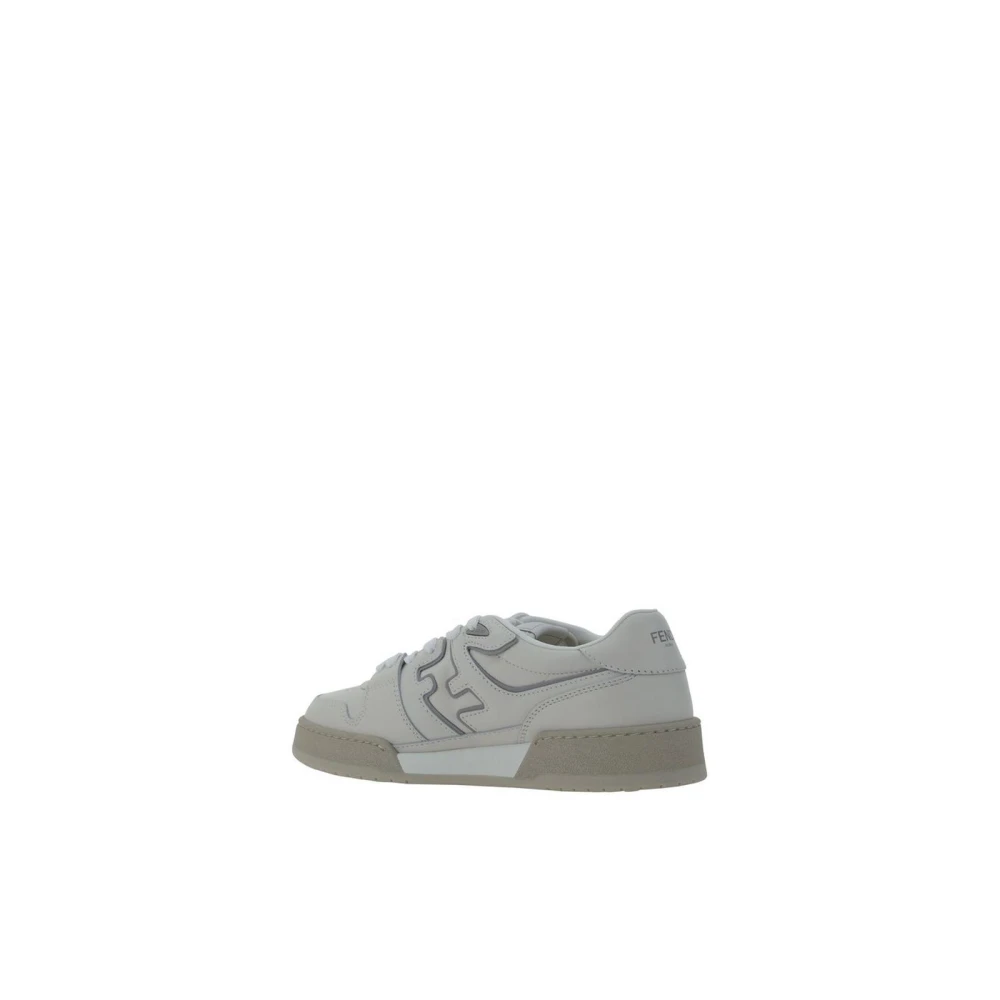 Fendi Luxe Geperforeerde Sneakers met Paneeldesign White Heren