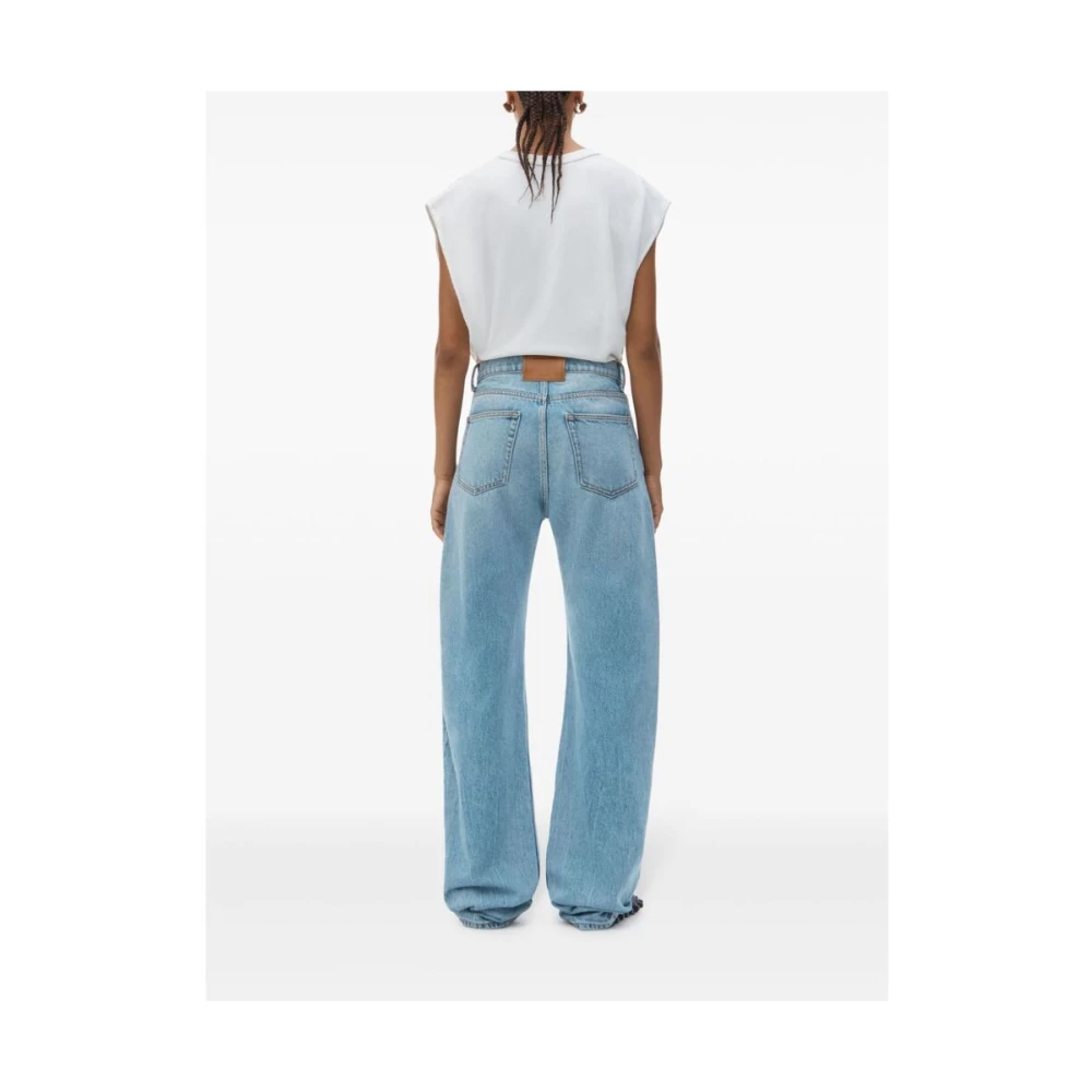 alexander wang Indigo Blauwe Denim Jeans Whiskering Effect Blue Dames