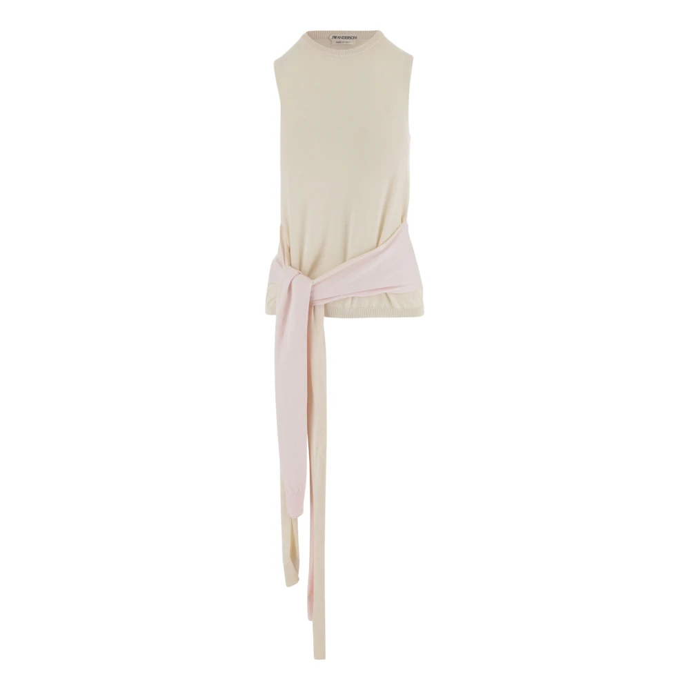 Jw Anderson Women's Beige Sleeveless Tops, Xs, Waist Tie Tank Top