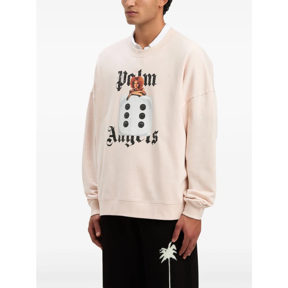 Palm Angels Lichtroze Sweater Voorprint Lange Mouw Pink Heren