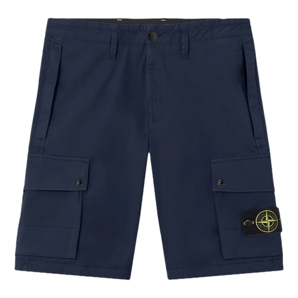 Stone Island Blue Slim-Fit Cargo Bermuda Shorts - Male - Casual Shorts - W32 - Shorts