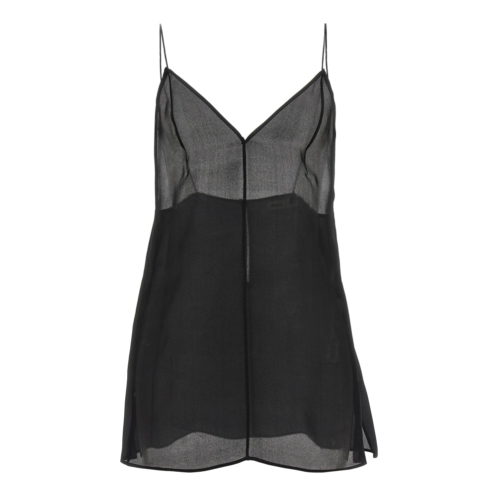 Khaite Women's Black Sleeveless Tops, S, Talsie Top
