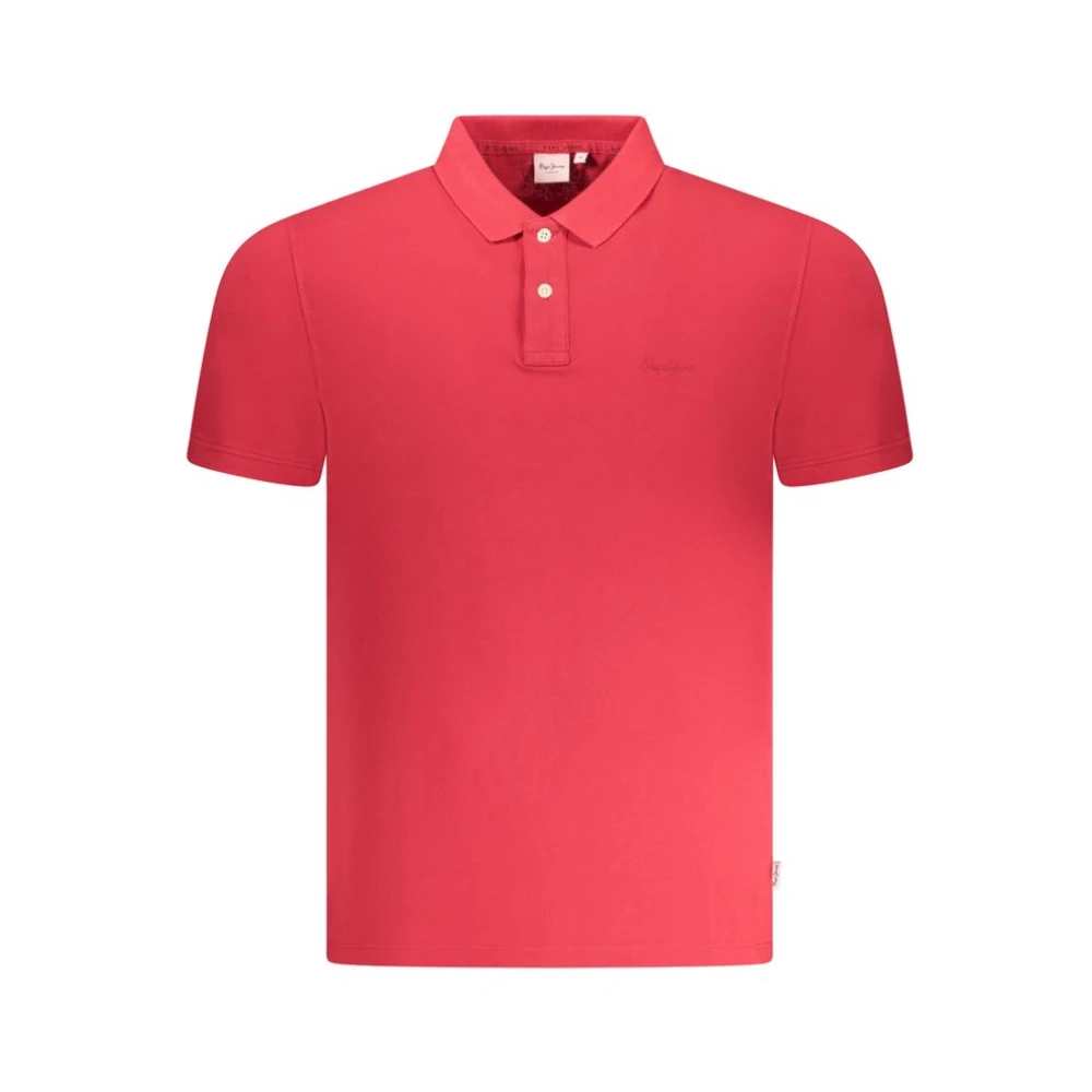 Pepe Jeans Men's Red Cotton Polo Shirt With Logo - Polo Shirts - M- Tops