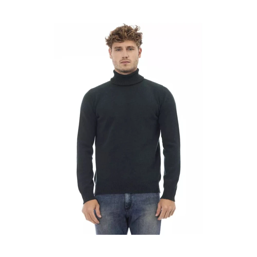 Alpha Studio Luxe Groene Wollen Turtleneck Sweater Green Heren