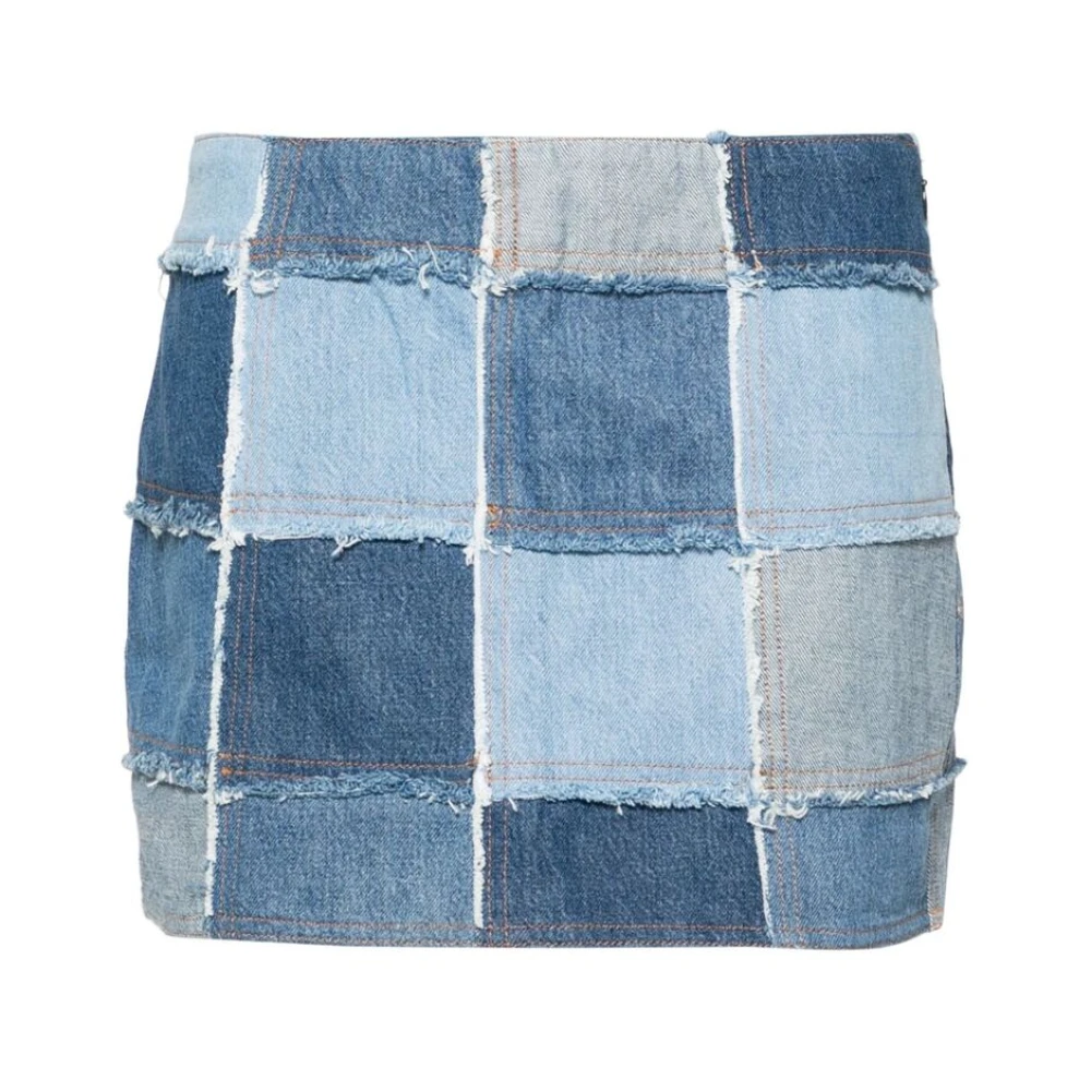 Frame Blauwe Denim Patchwork Rok met Franje Blue Dames