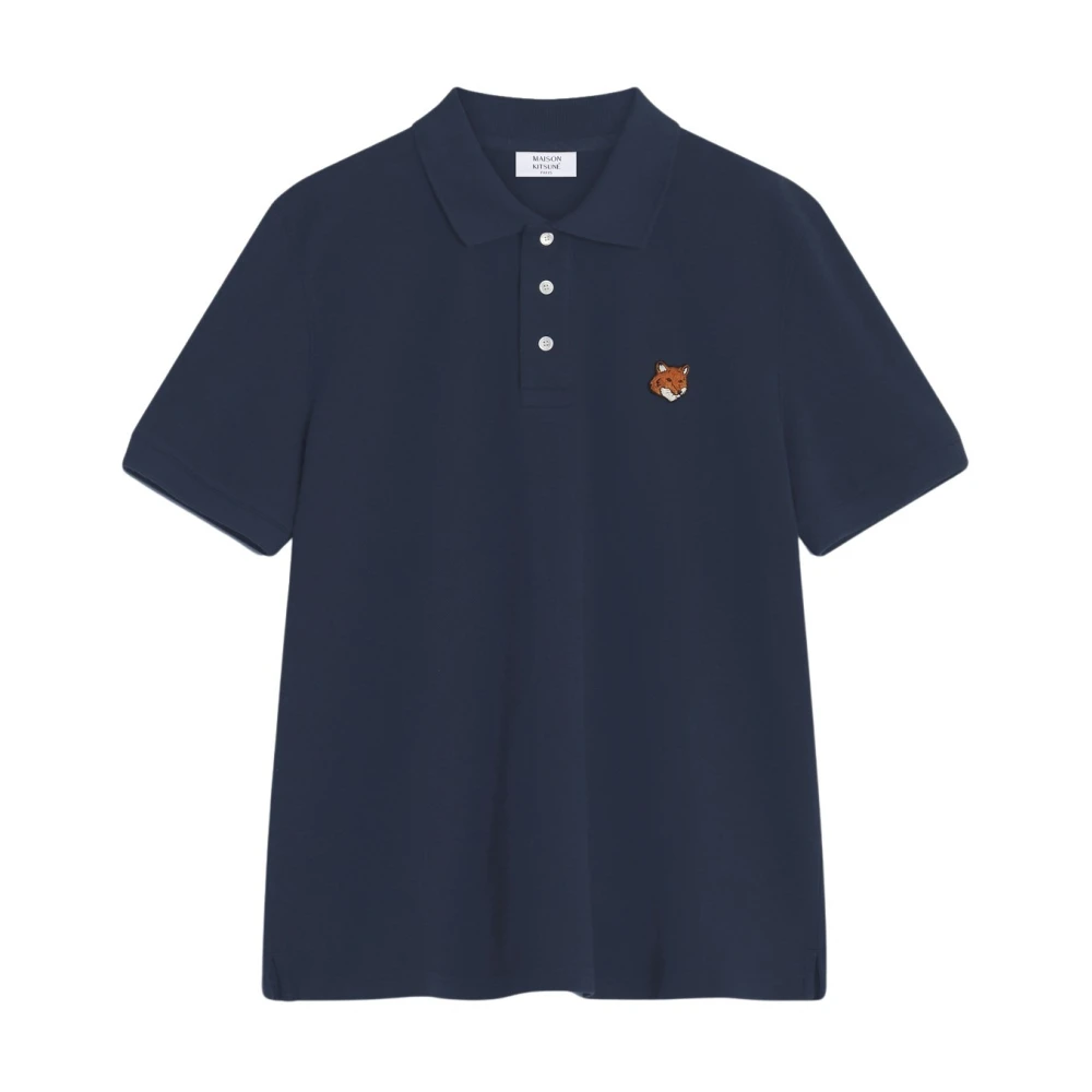 Maison Kitsuné Men's Blue Fox Head Regular Polo - Polo Shirts - L - Tops