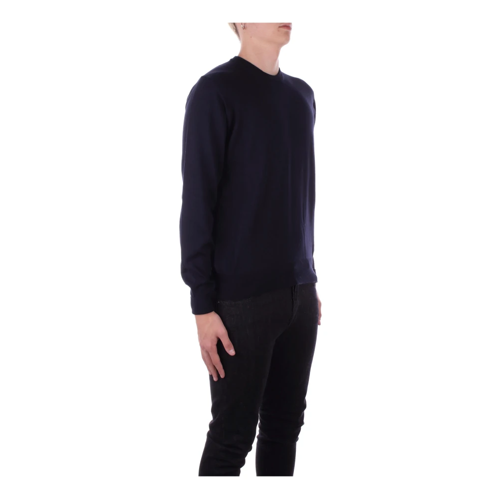 Alpha Studio Blauwe Trui met Omgeslagen Details Blue Heren