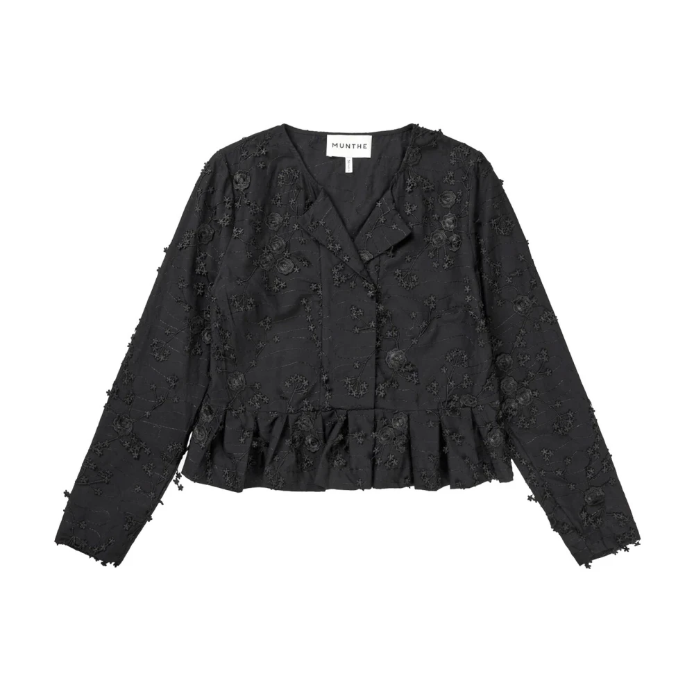 Munthe Bloemen Peplum Top Zwart Black Dames