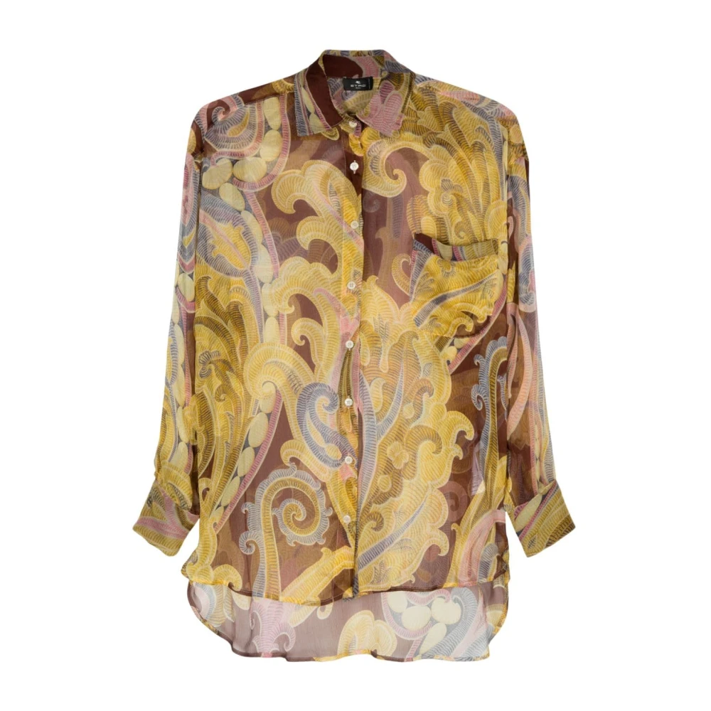 ETRO Bloemenprint Doorschijnende Zijden Shirt Multicolor Dames