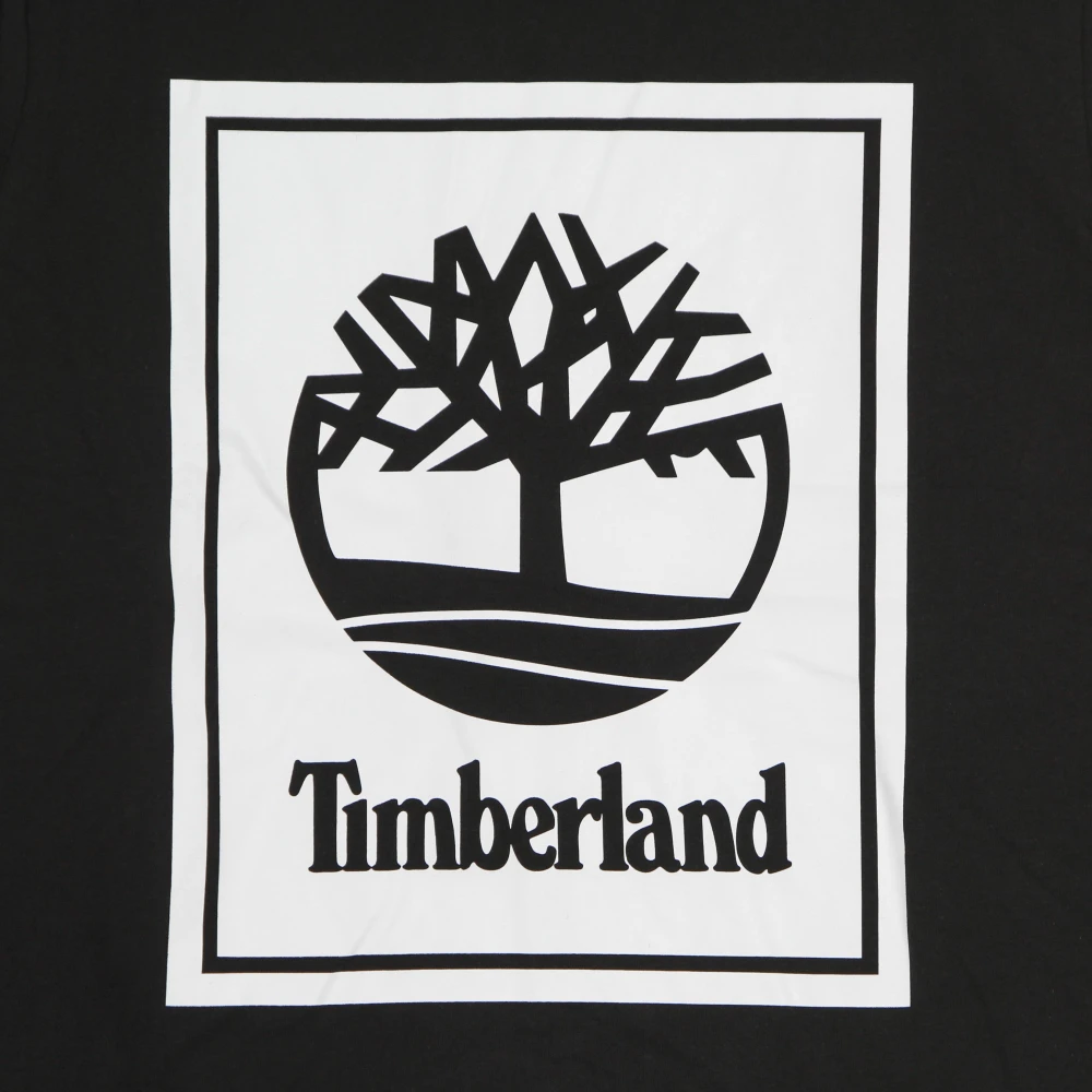 Timberland Lange Mouw Logo Tee Zwart Wit Black Heren
