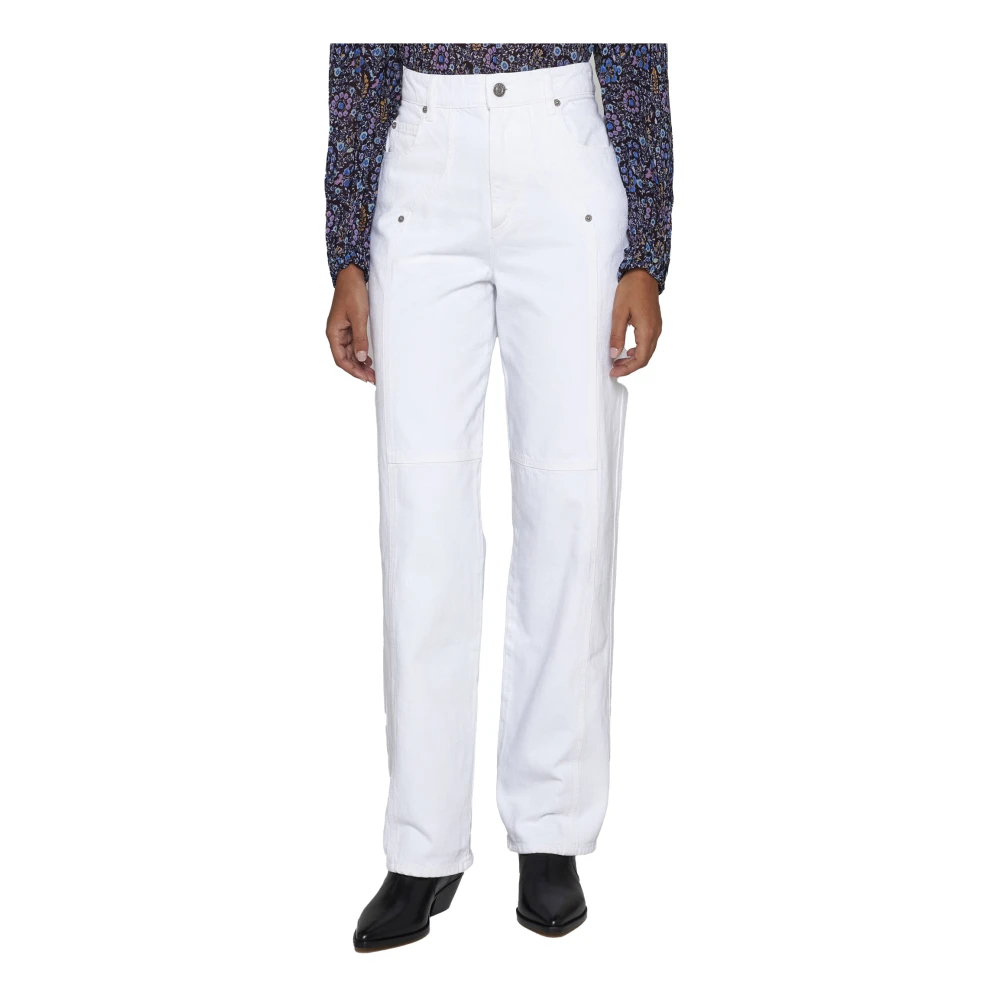 Isabel Marant Étoile Witte Straight-Leg Katoenen Jeans White Dames