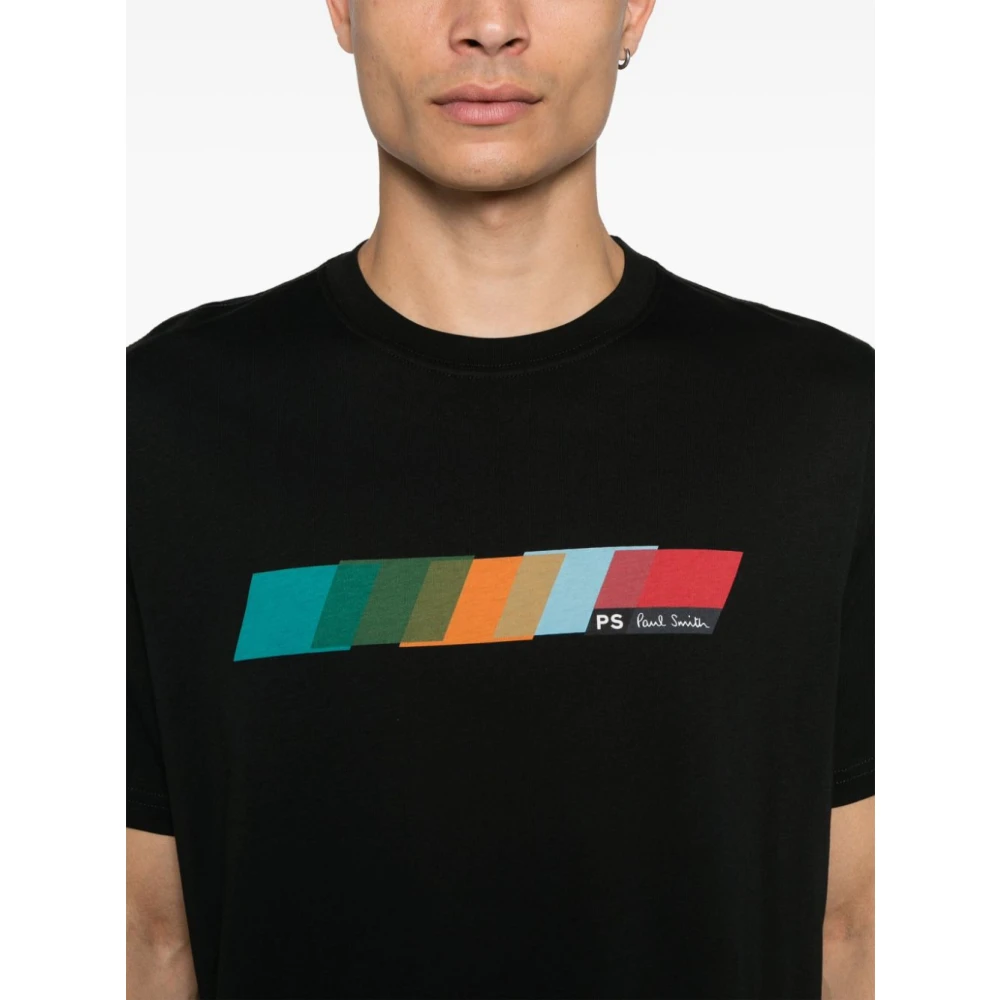 PS By Paul Smith Zwarte Katoenen T-shirt met Multicolor Inzet Black Heren