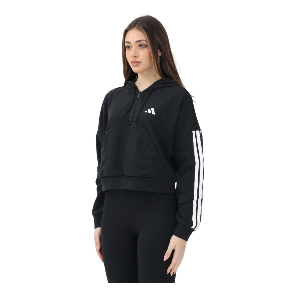 Adidas Zwarte half-zip Essentials 3-Stripes trui Black Dames