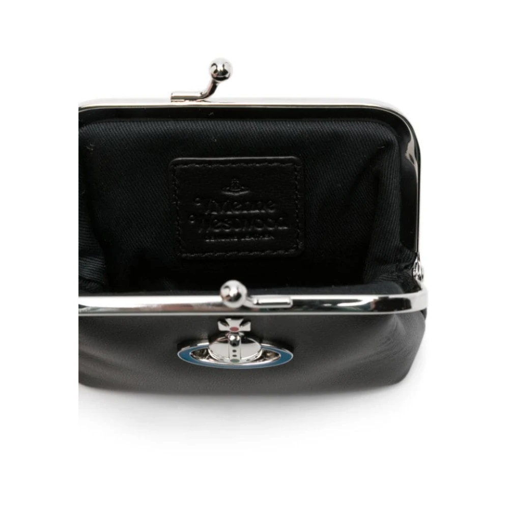 Vivienne Westwood Zwarte Leren Orb Portemonnee Black Dames