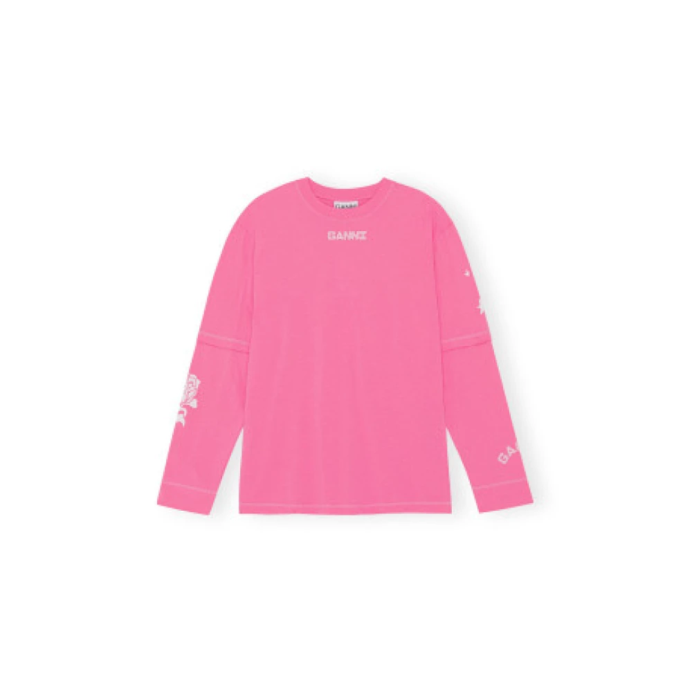Ganni T-Shirts Pink, Dam