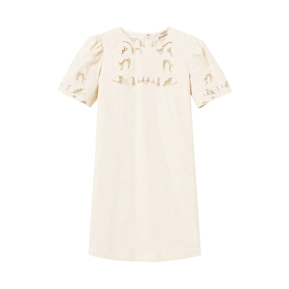 Twinset Women's Beige Embroidered Short Dress - Short Dresses - S - Dresses