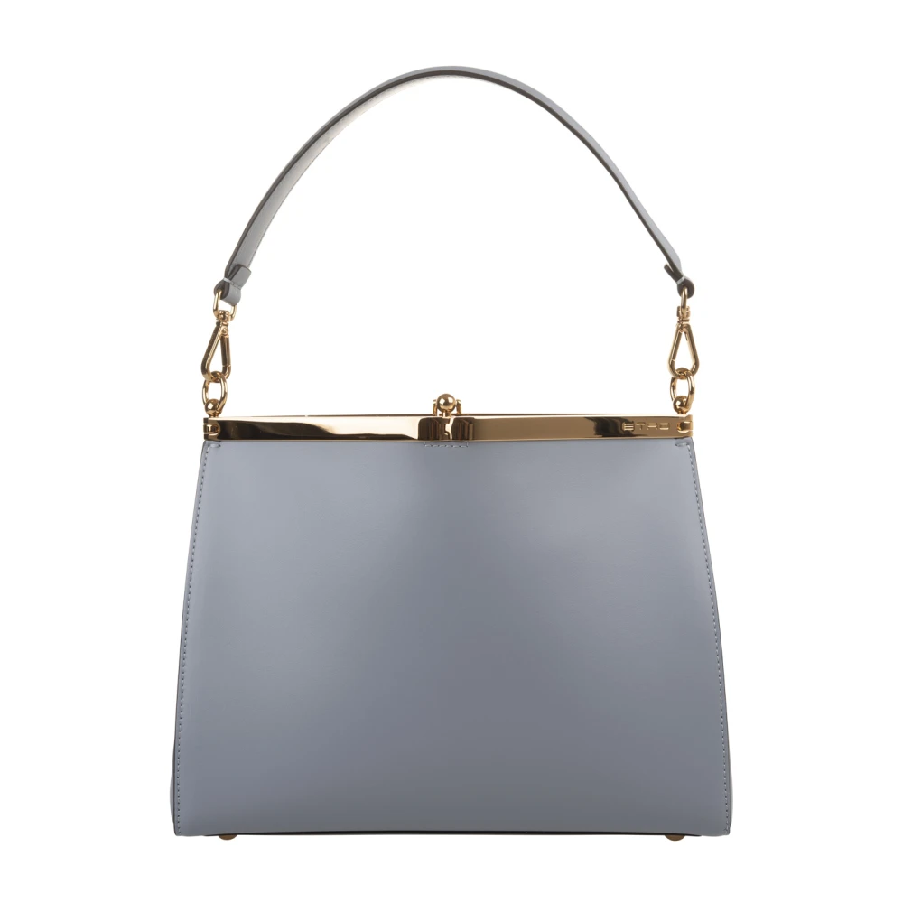 ETRO Blauwe Leren Vela Tas met Metalen Ketting Sluiting Blue Dames