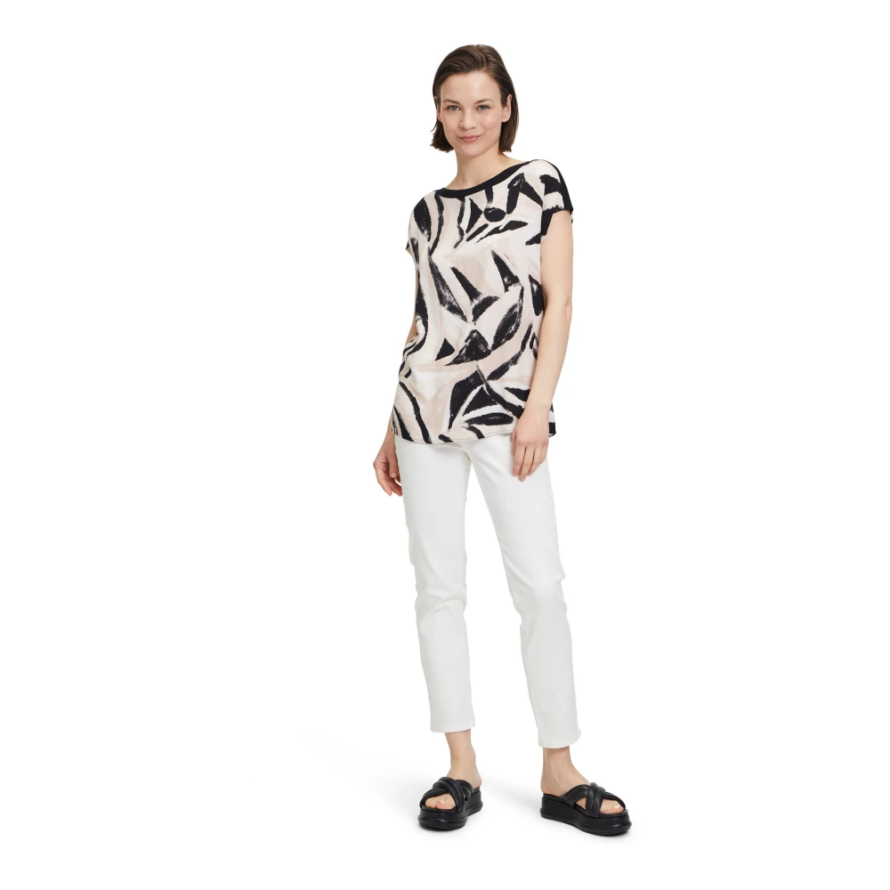 Betty & Co Grafische Print Blouse Shirt Beige Dames