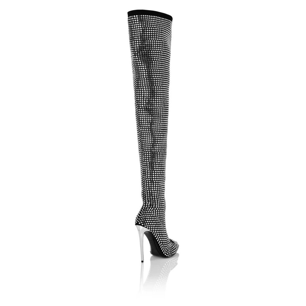 Philipp Plein Suede Strass Overknee Laarzen