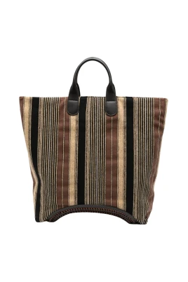 Shopper Bag i vertikalt randigt tyg