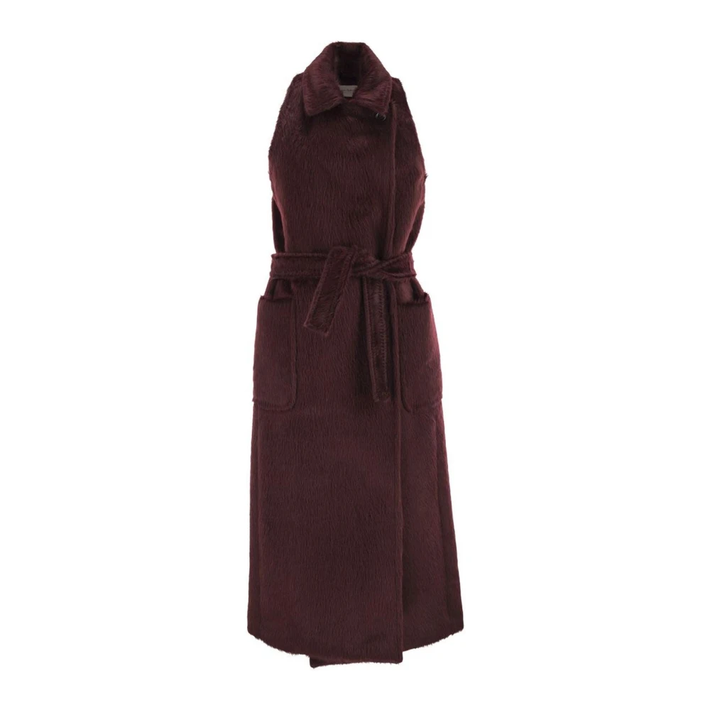 Max Mara Red Belted Coats, Female, 3XS, Double-Breasted Longline Coat