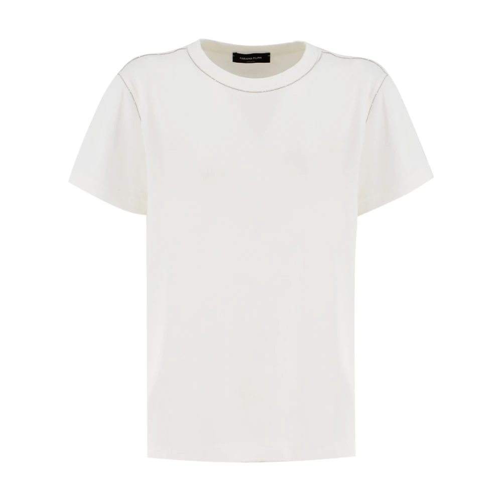 Fabiana Filippi Diamantdraad Jersey T-shirt White Dames