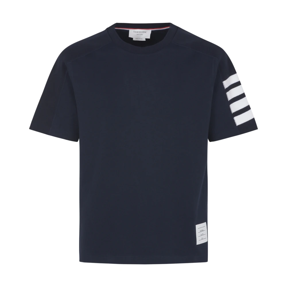 Thom Browne Blauw T-shirt met korte mouwen en 4 Bar Stripe Blue Heren