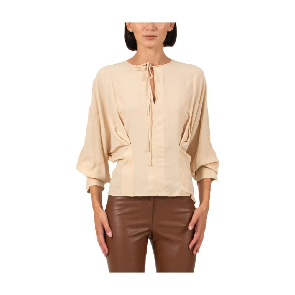 Semicouture Crème Crepe de Chine Blouse Beige Dames