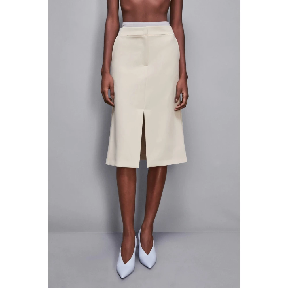 PATRIZIA PEPE Midi Rok Onder de Knie Beige Dames