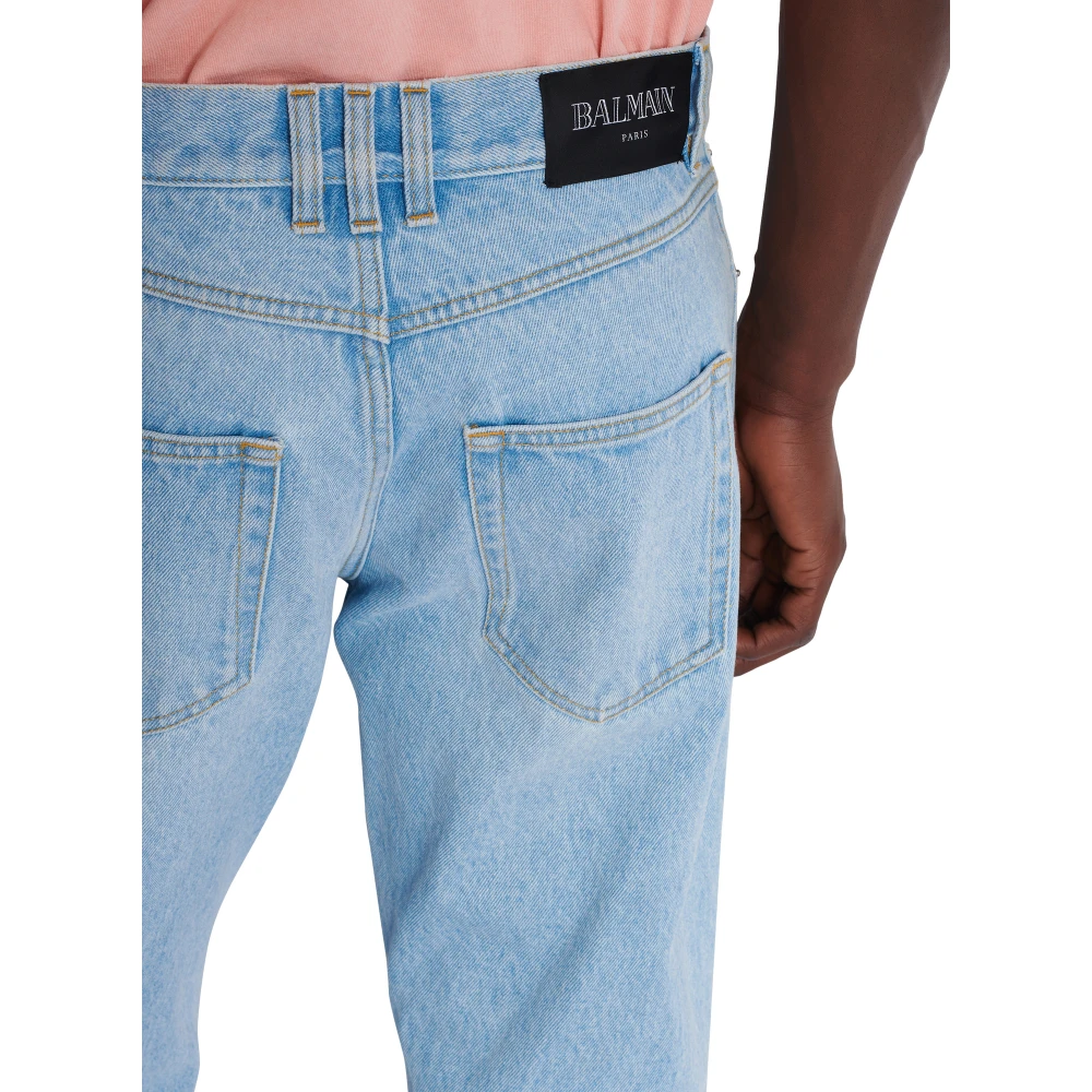 Balmain Lichtblauwe regular-fit denim jeans Blue Heren